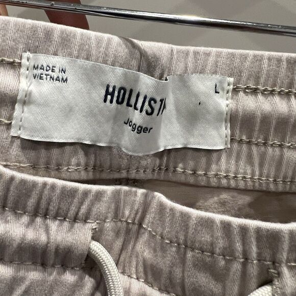 NWT Hollister Cargo Jogger Men’s Large Stretch Khaki Built-in Zipper Pocket - Picture 5 of 13